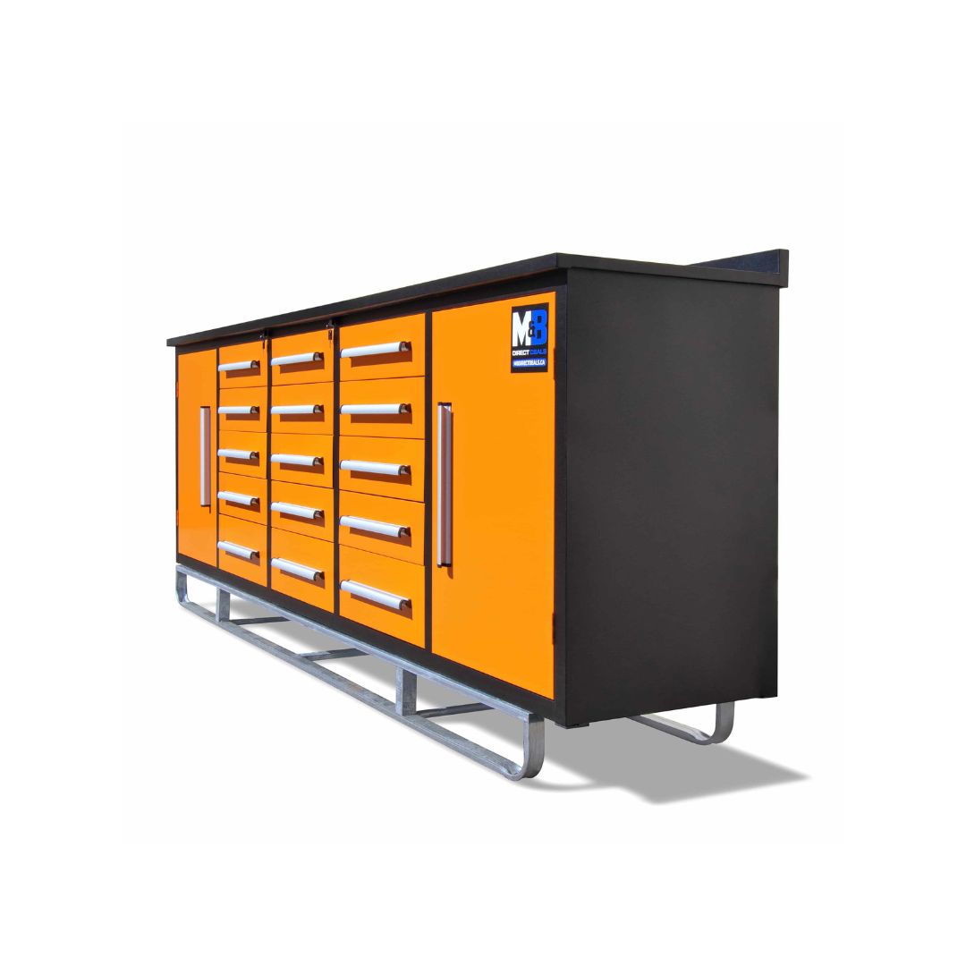 M&B | 10’ Workbench Cabinet with 15 Drawers - Container Systems Australia
