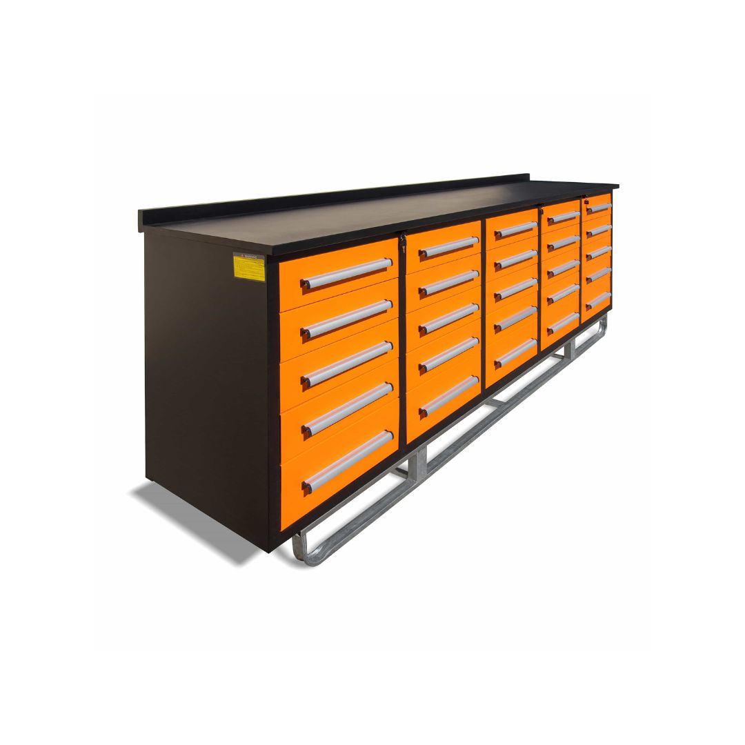 M&B | 10’ Workbench Cabinet with 25 Drawers - Container Systems Australia