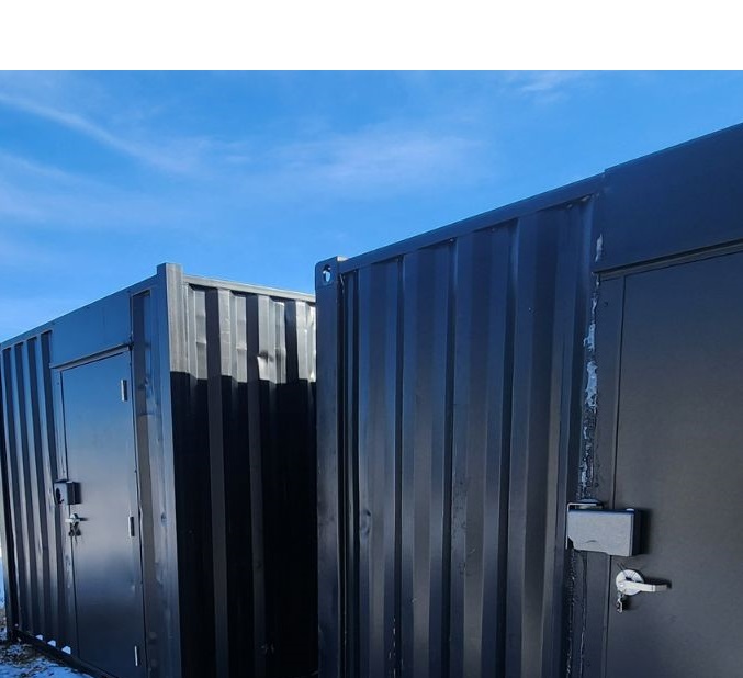 10′ Used Cutdown Shipping Container w/Man Door (Black) - Container Systems Australia